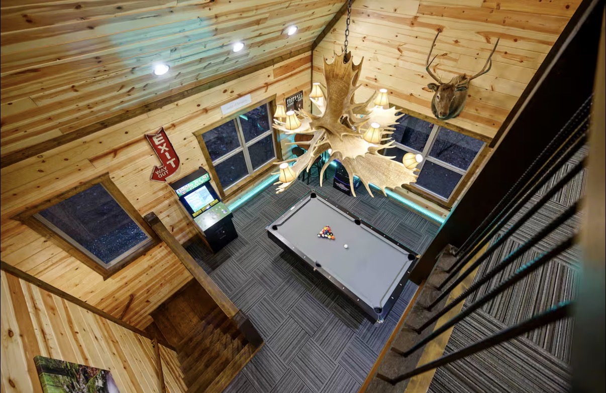 Sound of Sunshine — overhead view of the game room from the loft