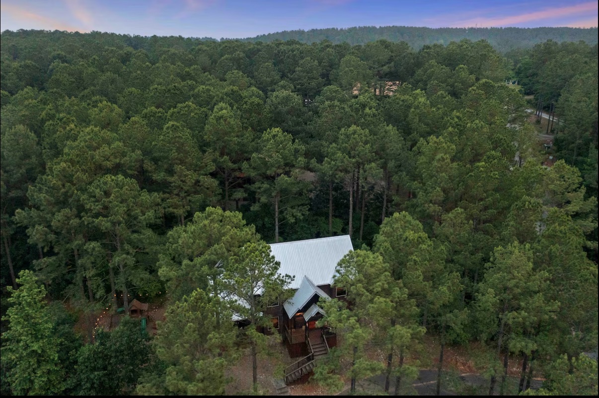 Sound of Sunshine — aerial view tucked into the Ouachita pines