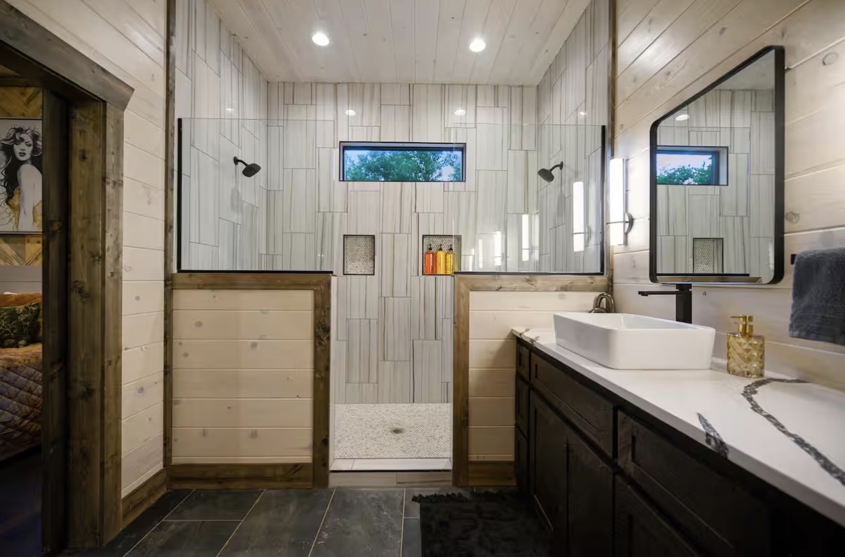 As Good As It Gets — dual-shower bathroom with quartz vanity