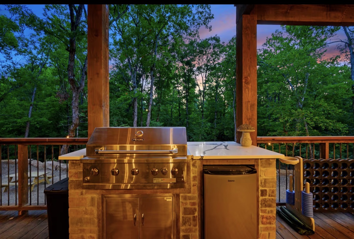 As Good As It Gets — deck outdoor kitchen with built-in grill and beverage fridge