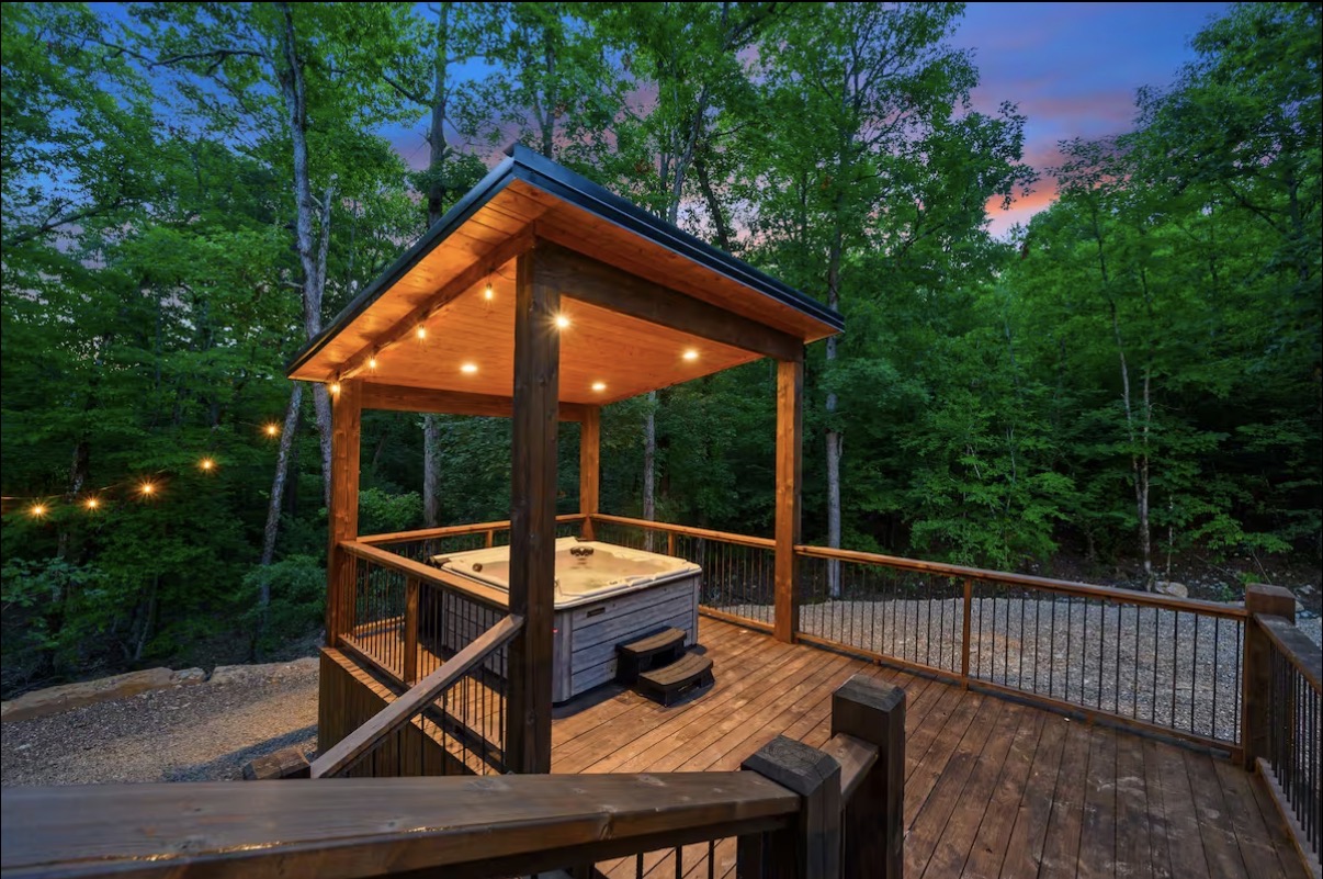 As Good As It Gets — covered hot tub gazebo at dusk